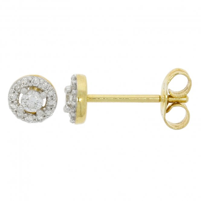 MCN Fine Jewellery 9CT Gold Diamond Halo Earrings