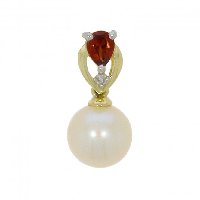 MCN Fine Jewellery Freshwater Pearl, Garnet & Diamond Pendant
