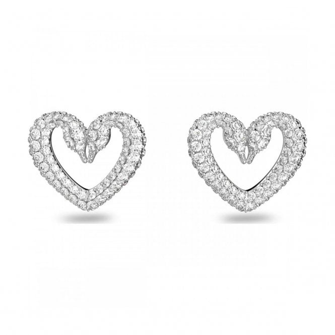 Swarovski Sublima Rhodium Plated Heart Stud Earrings 5625535