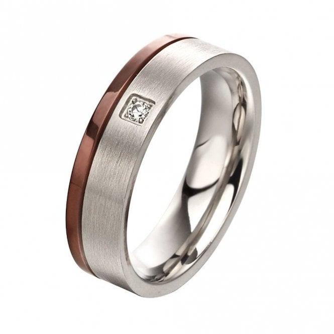 Fred Bennett Steel Ring Ip Brown Stripe R3669