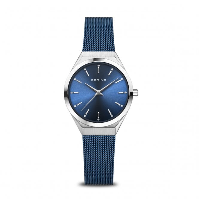 Bering Ultra Slim Blue Milanese Stainless Steel Watch 18729-307