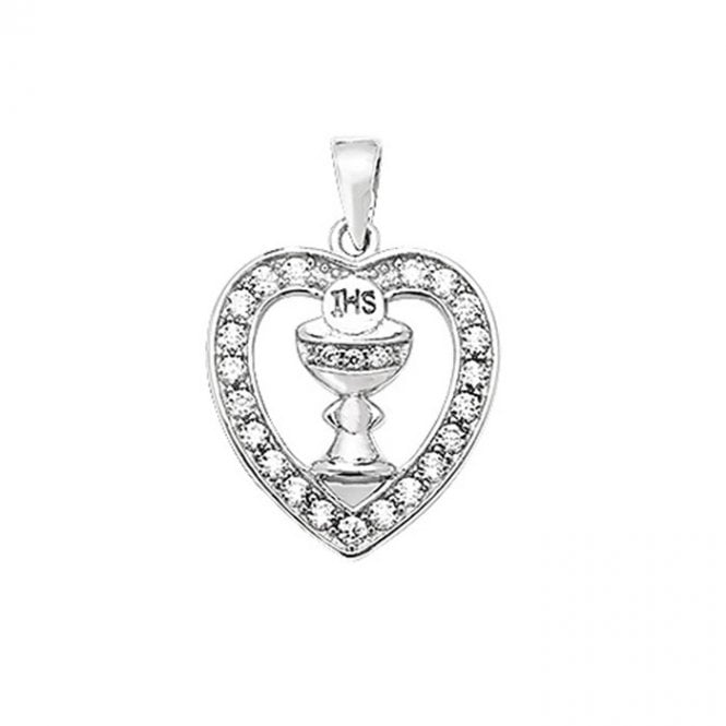 MCN Jewellery Cubic Zirconia Heart With Host Pendant SP138A