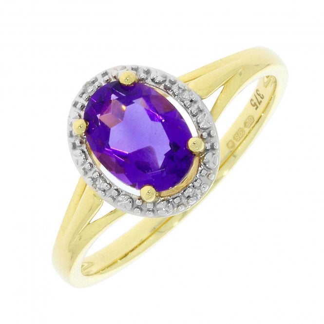 MCN Fine Jewellery Oro Oval Amethyst & Diamond Halo Ring 86219