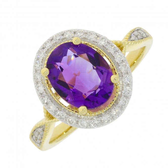 MCN Fine Jewellery Oval Amethyst & Diamond Halo Ring