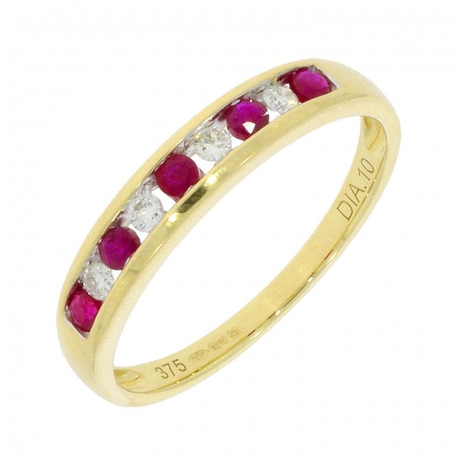 MCN Fine Jewellery Ruby & Diamond 9 Stone Eternity Ring