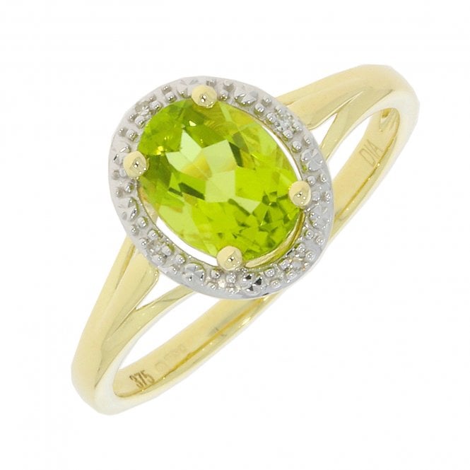 MCN Fine Jewellery Oval Peridot & Diamond Halo Ring