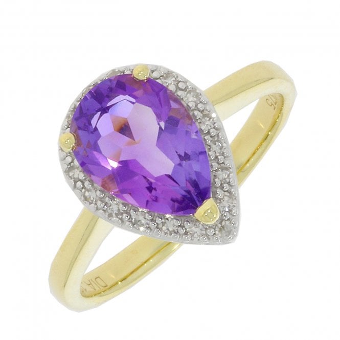MCN Fine Jewellery Pear Cut Amethyst & Diamond Cluster Ring