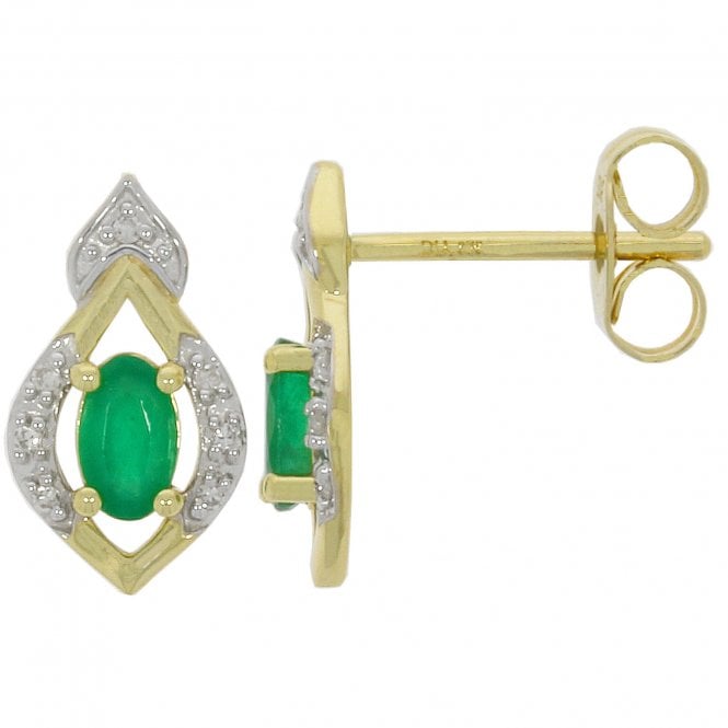 MCN Fine Jewellery Oval Emerald & Diamonds Stud Earrings