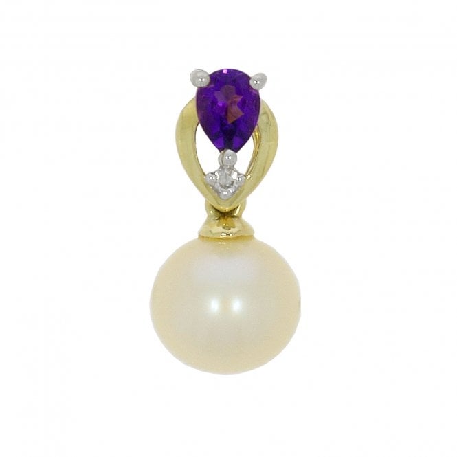 MCN Fine Jewellery Freshwater Pearl, Amethyst and Diamond Pendant