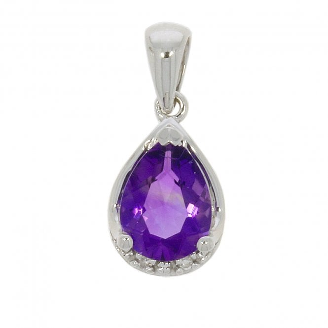 MCN Fine Jewellery Pear Cut Amethyst & Diamond Pendant