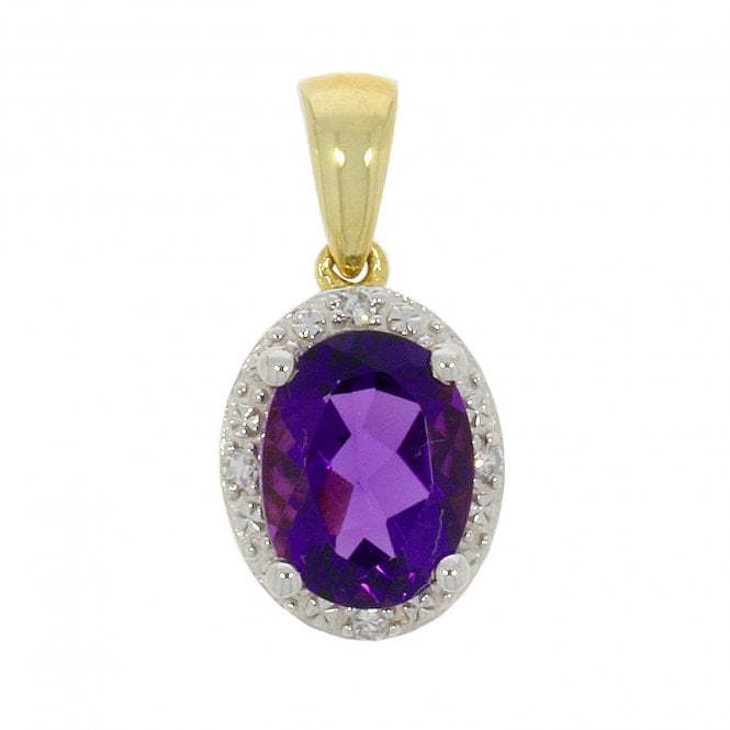 MCN Fine Jewellery Oval Amethyst and Diamonds Pendant