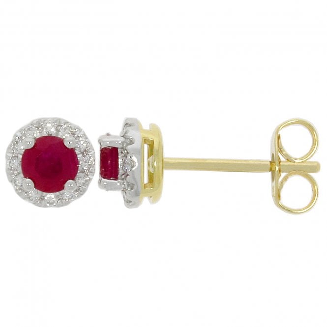 MCN Fine Jewellery Round Ruby & Diamond Stud Earrings