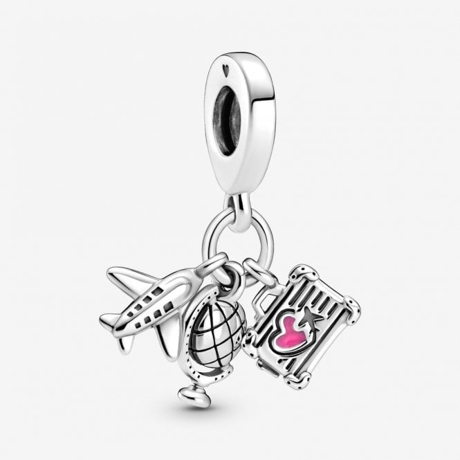 Pandora Airplane, Globe & Suitcase Dangle Charm 799435C01