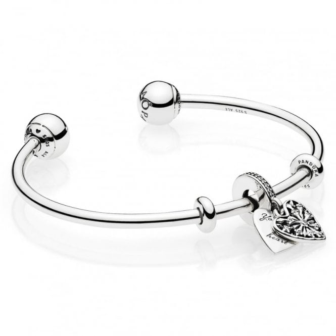 Pandora Ice Crystal Heart Open Bangle B800658