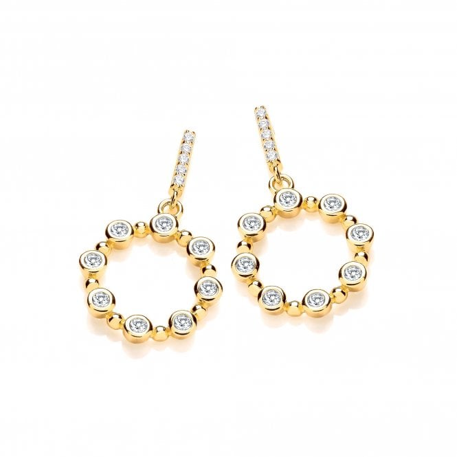 J Jaz 14ct Yellow Gold-Plated CZ Circle Drop Earrings JZER167