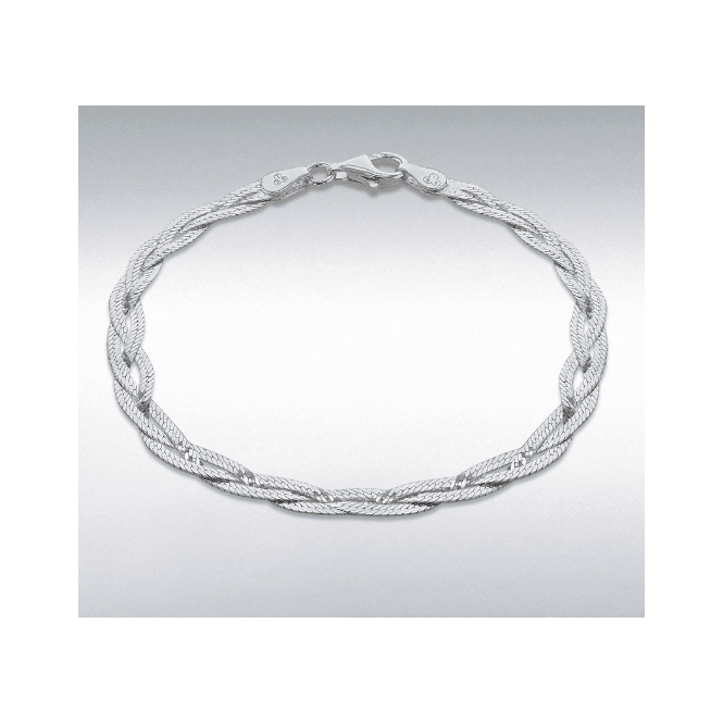 MCN Jewellery Sterling Silver Flexible Herringbone Bracelet