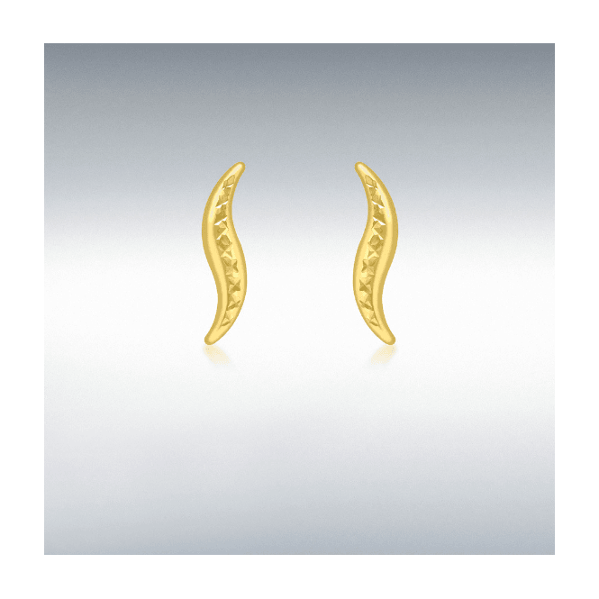 MCN Fine Jewellery 9CT Yellow Gold Diamond Cut Slim Wave Earrings