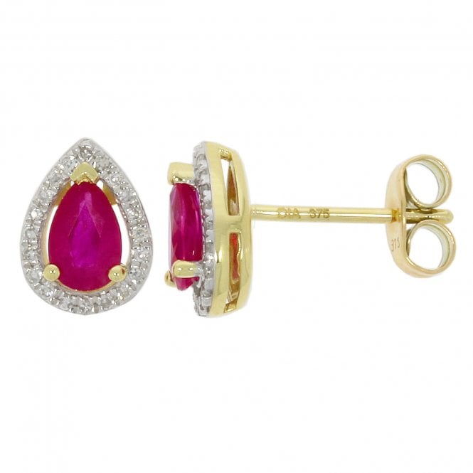 MCN Fine Jewellery Ruby and Diamond Pear Studs 85893