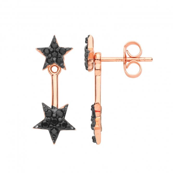 MCN Jewellery Cubic Zirconia Black Star Drop Earrings G51220R