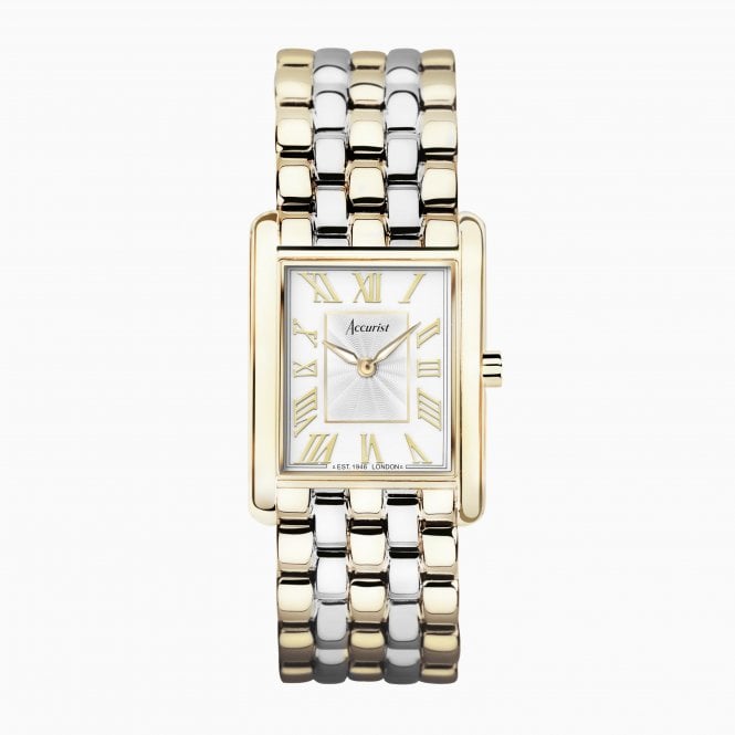Accurist Watches Accurist Rectangle Ladies Two Toned Watch 71009