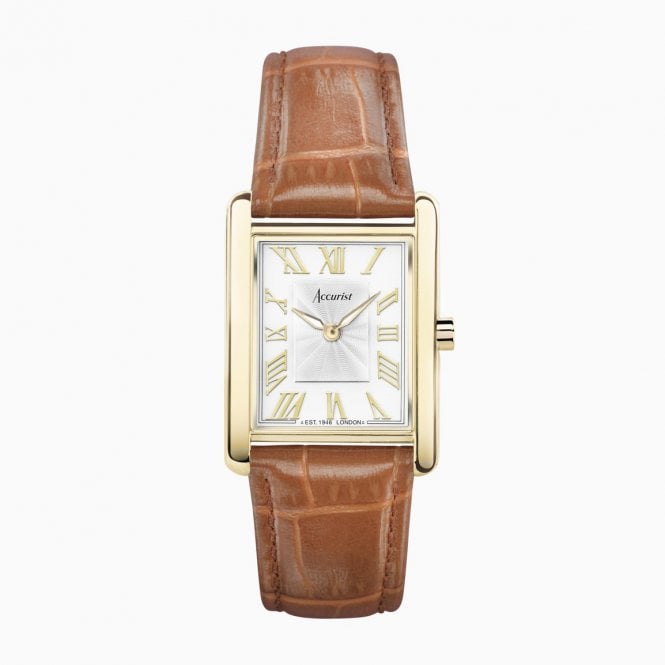 Accurist Watches Accurist Rectangle Ladies Tan Leather Watch 71004