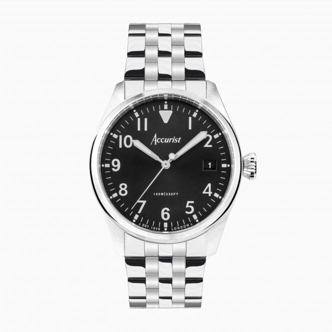 Accurist Watches Accurist Aviation Men's Silver Stainless Steel Watch 76000