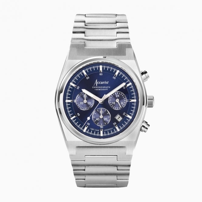 Accurist Watches Accurist Men's Stainless Steel Blue Chrono Watch 70001