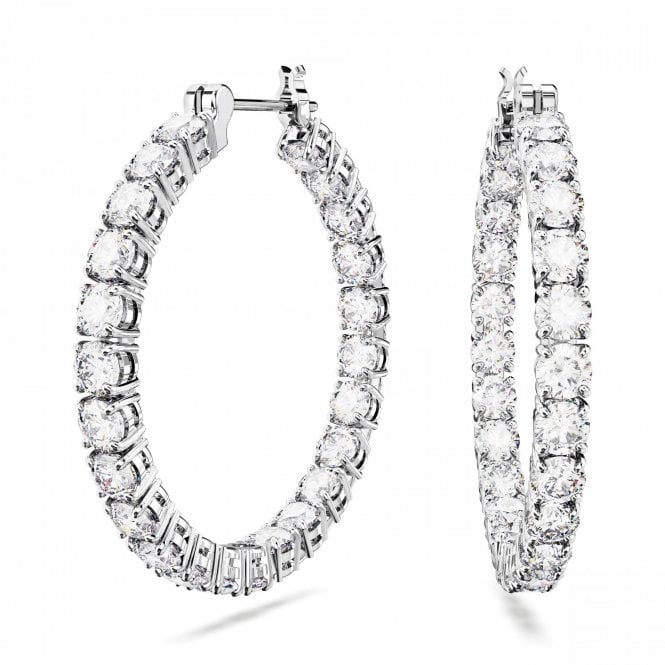 Swarovski White Round Cut Matrix Hoop Earrings 5647715