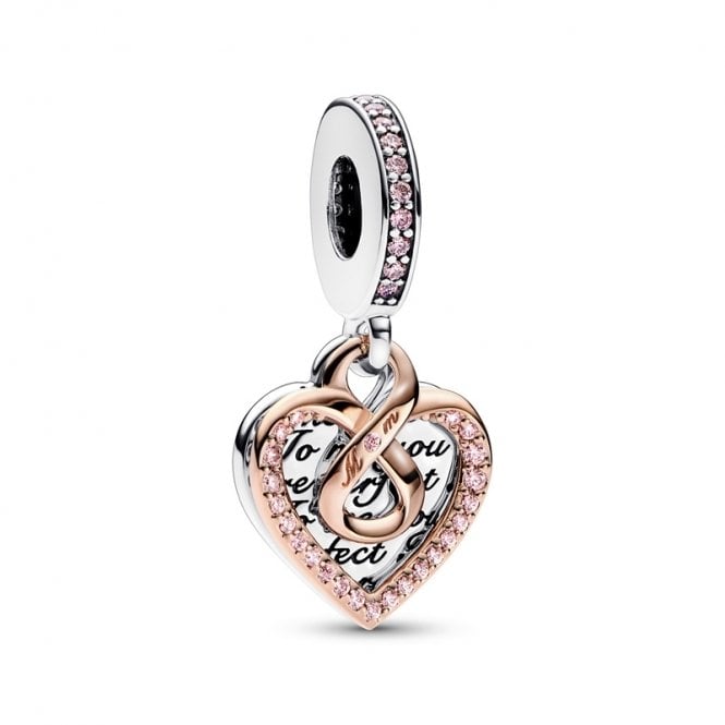 Pandora Two-tone Infinity Heart Double Dangle Charm 782641C01