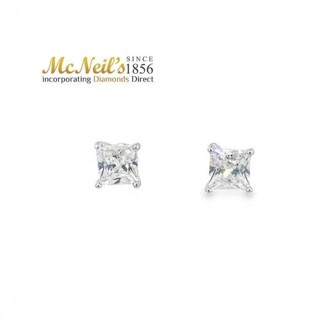 MCN Jewellery MCN 6mm Square Cubic Zirconia Stud Earrings 2506363