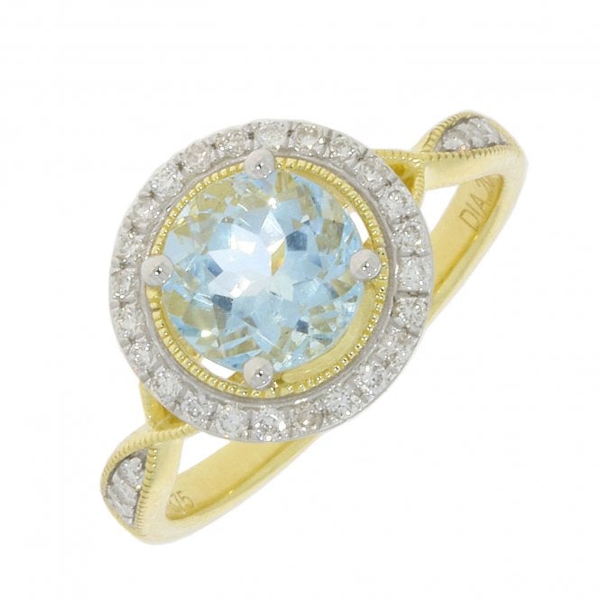 MCN Fine Jewellery Round Aquamarine & Diamonds Ring