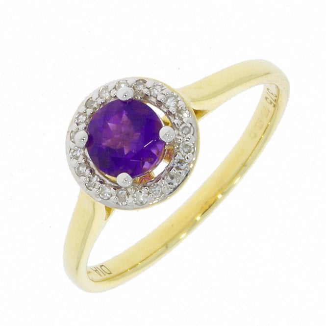 MCN Fine Jewellery Diamond and Amethyst Gold Cluster Ring