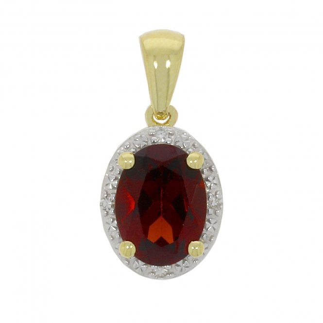 MCN Fine Jewellery Garnet and Diamonds Oval Pendant