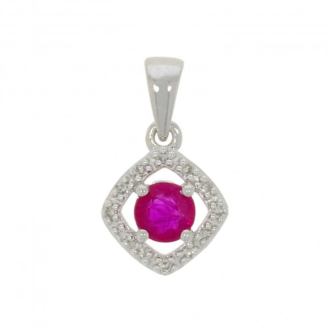 MCN Fine Jewellery Ruby and Diamonds White Gold Pendant