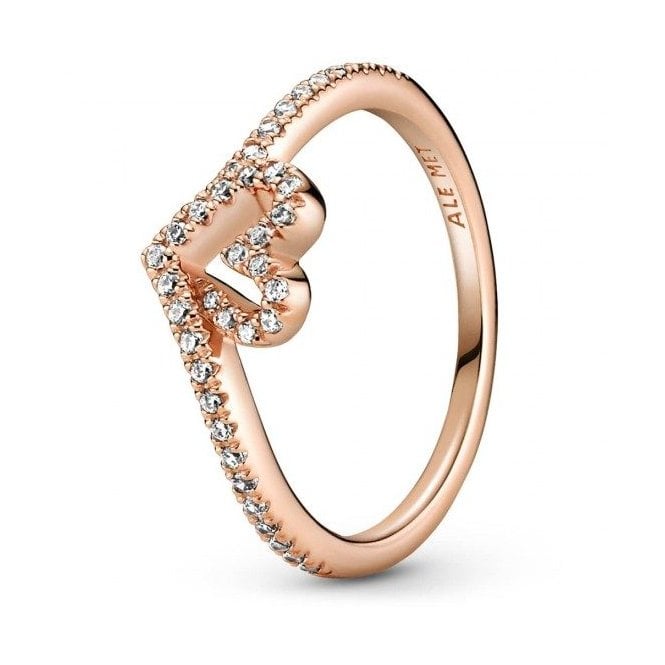 Pandora Rose Sparkling Wishbone Heart Ring 189302C01