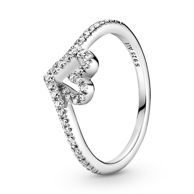 Pandora Sparkling Wishbone Heart Ring 199302C01