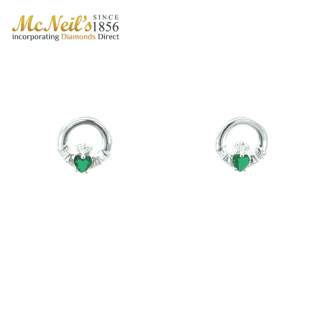 MCN Jewellery Green Claddagh Sterling Silver Earrings HSE032A