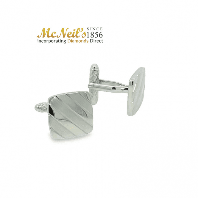 Onyx Art Rhodium Pearl Stripe Cufflinks CK1120