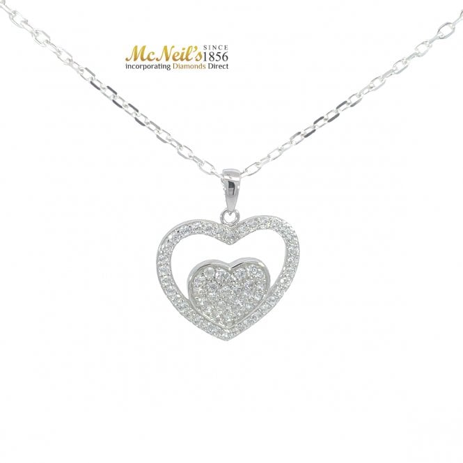 MCN Jewellery Sterling Silver Cubic Zirconia Loveheart Pendant