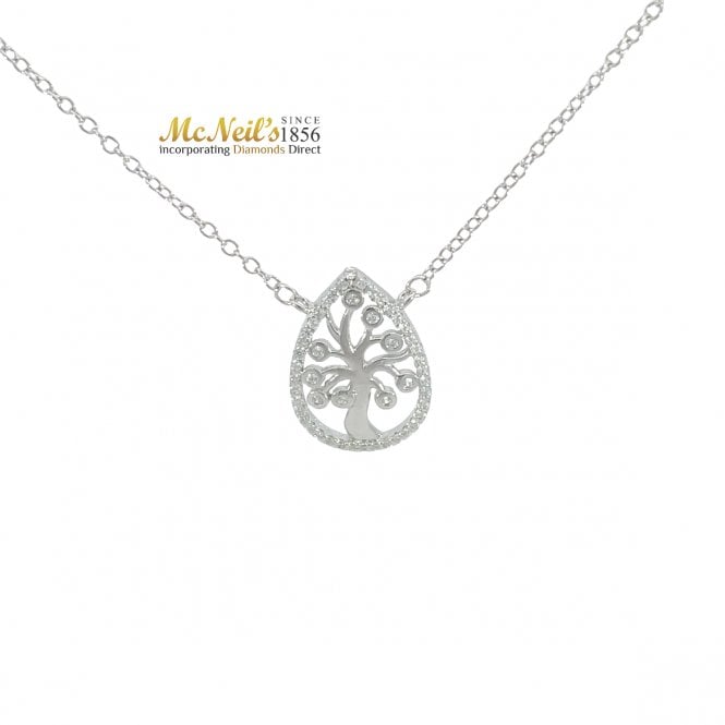 MCN Jewellery Sterling Silver Pear Shaped Family Tree Pendant
