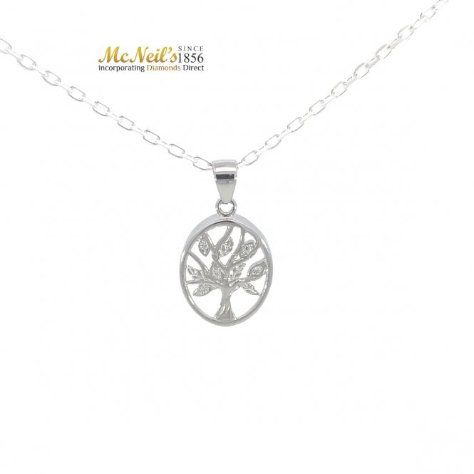 MCN Jewellery Sterling Silver Oval Family Tree Pendant