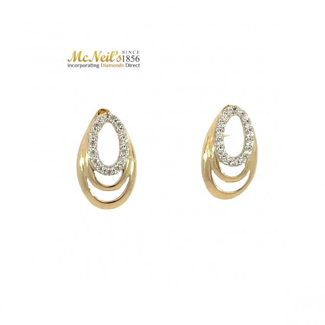 MCN Fine Jewellery 9ct Tripple Loop Cubic Zirconia Stud Earrings GER132
