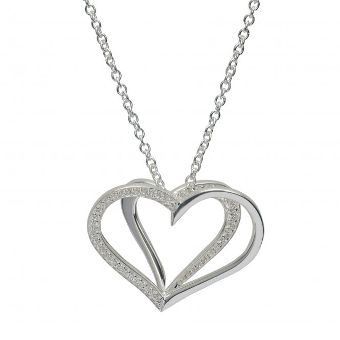 Unique Jewellery Unique & Co 3D Silver CZ Heart Openwork Necklace - MK-821