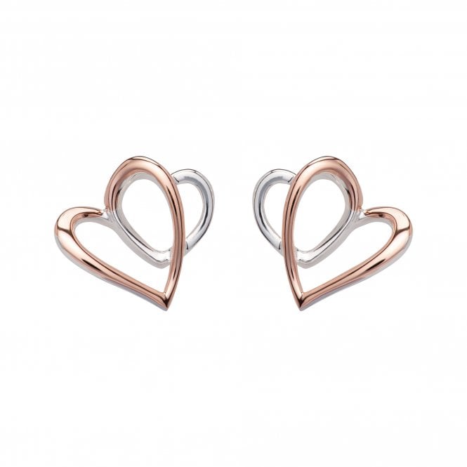 Unique Jewellery Unique & Co Silver & Rose Double Love-heart Earrings ME-770