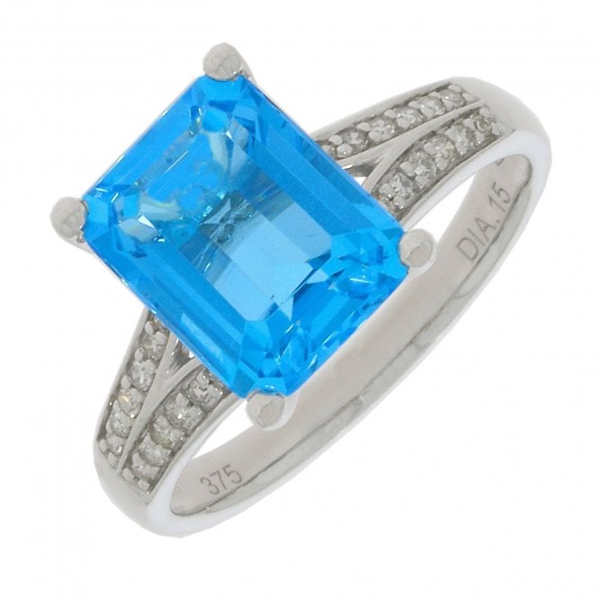 MCN Fine Jewellery 9ct Blue Topaz and Diamond Ring 87996