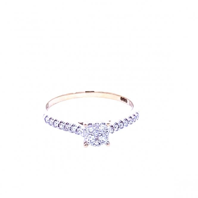 MCN Fine Jewellery 9ct Yellow Gold Square Solitaire Diamond Ring 82538