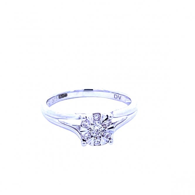 MCN Fine Jewellery 9ct White Gold Illusion Solitare Ring 82590