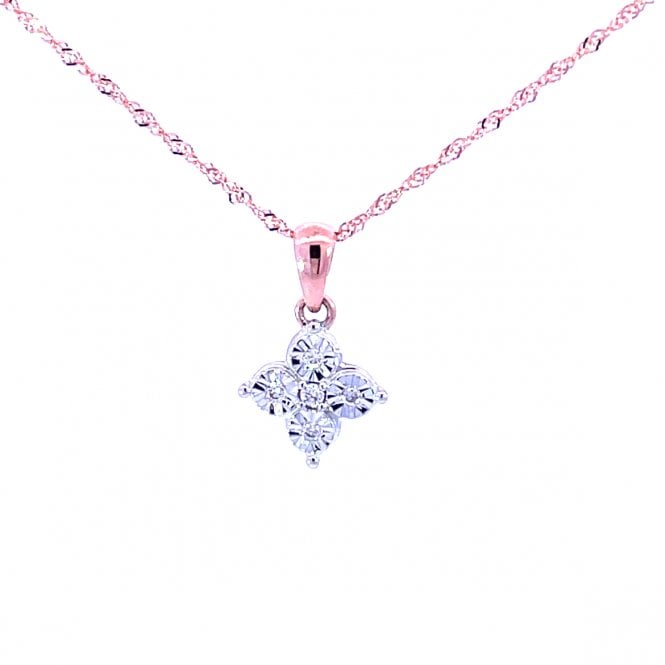 MCN Fine Jewellery 9ct Rose Gold Diamond Cluster Pendant 82511