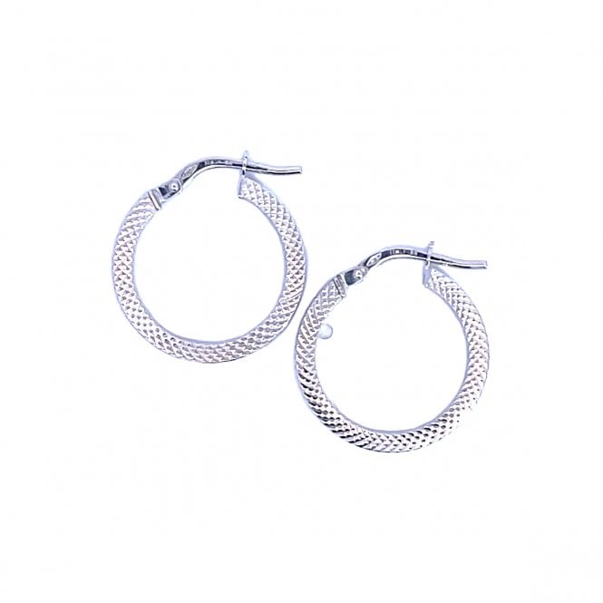 MCN Fine Jewellery 9CT White Gold Cobra-Textured Hoop Creole Earrings