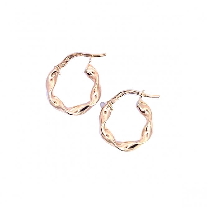 MCN Fine Jewellery 9CT Yellow Gold Twist Tube Creole Round Hoop Earrings